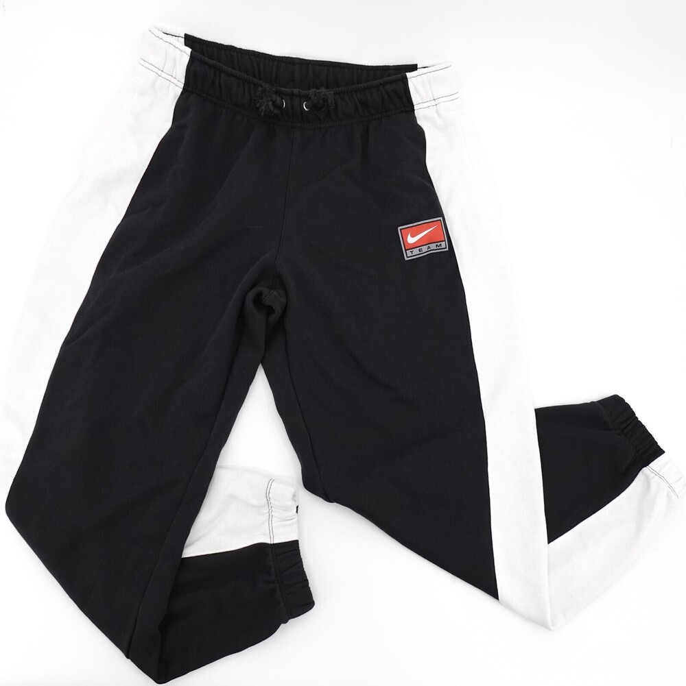 Nike Sweatpants Mens Large Black White Team Patch Colorblock Joggers Drawstring